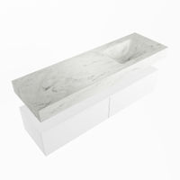 Mondiaz Alan Dlux badmeubel 150cm Talc - Cloud wastafel Opalo rechts - zonder kraangat