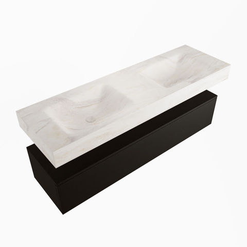Mondiaz Alan Dlux badmeubel 150cm Urban - Cloud wastafel Ostra dubbel - met 2 kraangaten