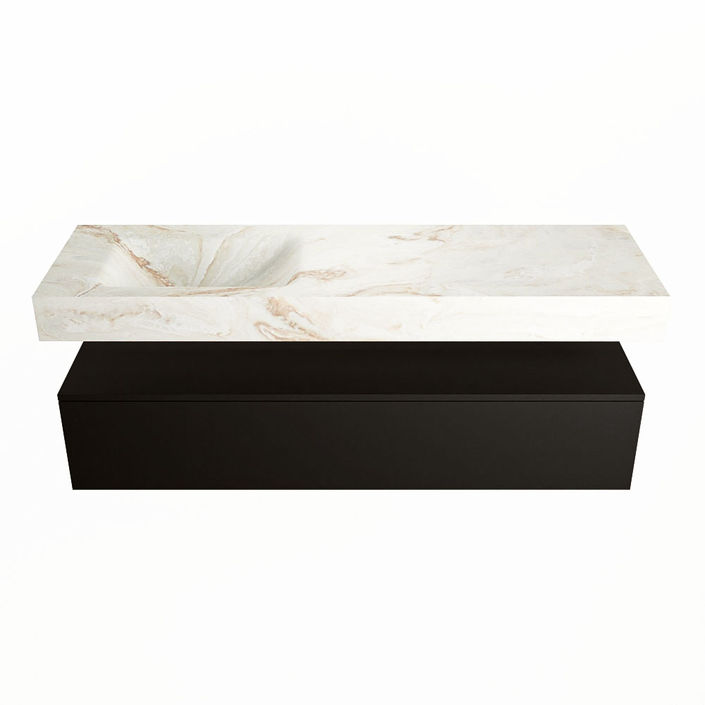 Mondiaz Alan Dlux badmeubel 150cm Urban - Cloud wastafel Frappe links - zonder kraangat