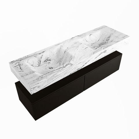 Mondiaz Alan Dlux badmeubel 150cm Urban - Cloud wastafel Glace dubbel - met 2 kraangaten