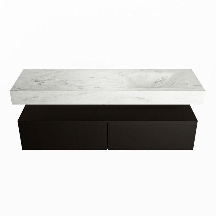 Mondiaz Alan Dlux badmeubel 150cm Urban - Cloud wastafel Opalo rechts - zonder kraangat