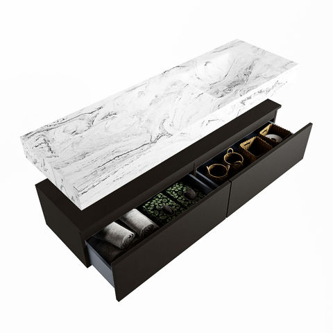 Mondiaz Alan Dlux badmeubel 150cm Urban - Cloud wastafel Glace rechts - met 1 kraangat