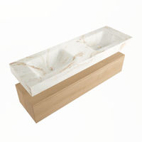 Mondiaz Alan Dlux badmeubel 150cm Washed Oak - Cloud wastafel Frappe dubbel - zonder kraangat