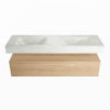 Mondiaz Alan Dlux badmeubel 150cm Washed Oak - Cloud wastafel Opalo dubbel - zonder kraangat