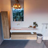 Mondiaz Alan Dlux badmeubel 150cm Washed Oak - Cloud wastafel Opalo links - zonder kraangat