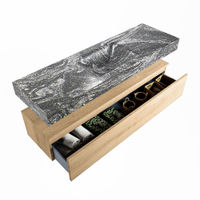 Mondiaz Alan Dlux badmeubel 150cm Washed Oak - Cloud wastafel Lava midden - met 1 kraangat