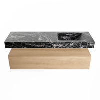 Mondiaz Alan Dlux badmeubel 150cm Washed Oak - Cloud wastafel Lava rechts - met 1 kraangat