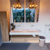 Mondiaz Alan Dlux badmeubel 150cm Washed Oak - Cloud wastafel Opalo dubbel - zonder kraangat