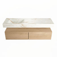 Mondiaz Alan Dlux badmeubel 150cm Washed Oak - Cloud wastafel Frappe links - met 1 kraangat