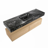 Mondiaz Alan Dlux badmeubel 150cm Washed Oak - Cloud wastafel Lava midden - met 1 kraangat