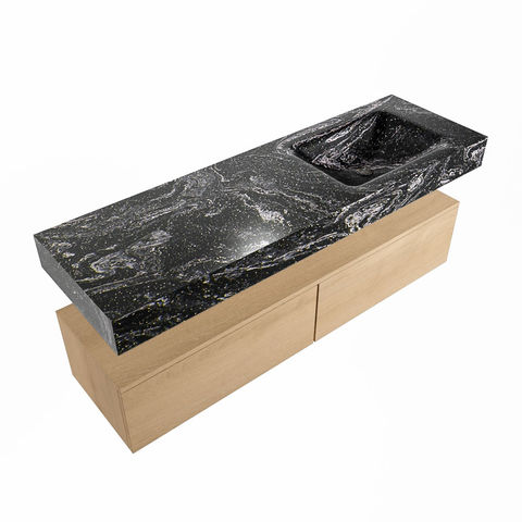 Mondiaz Alan Dlux badmeubel 150cm Washed Oak - Cloud wastafel Lava rechts - met 1 kraangat
