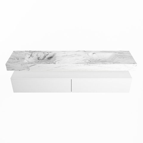 Mondiaz Alan Dlux badmeubel 200cm Talc - Cloud wastafel Glace dubbel - zonder kraangat