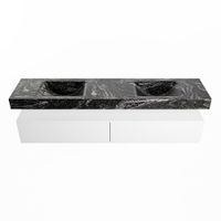 Mondiaz Alan Dlux badmeubel 200cm Talc - Cloud wastafel Lava dubbel - met 2 kraangaten