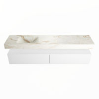 Mondiaz Alan Dlux badmeubel 200cm Talc - Cloud wastafel Frappe links - met 1 kraangat