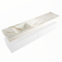 Mondiaz Alan Dlux badmeubel 200cm Talc - Cloud wastafel Frappe links - met 1 kraangat