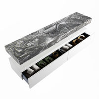 Mondiaz Alan Dlux badmeubel 200cm Talc - Cloud wastafel Lava midden - zonder kraangat
