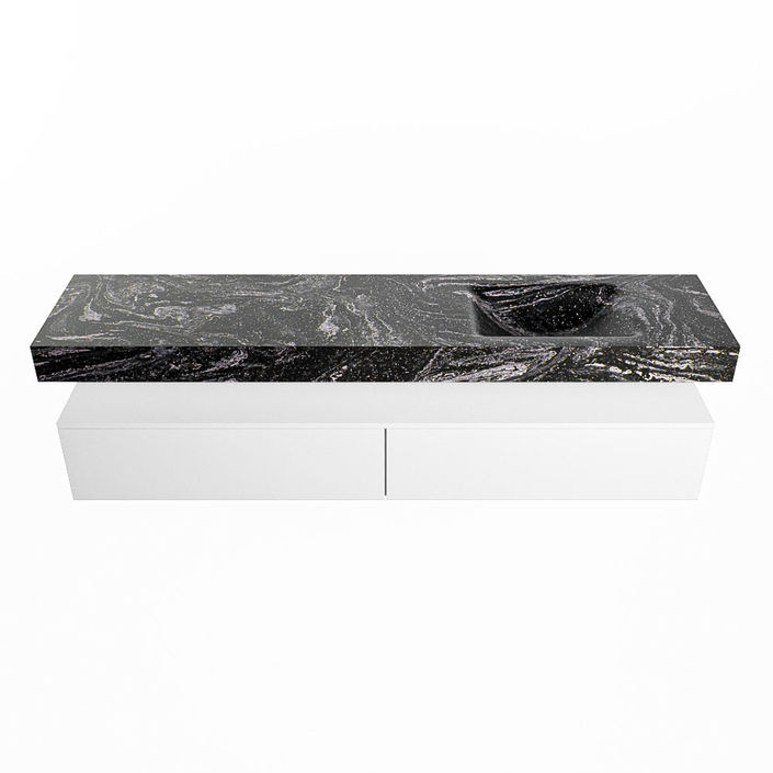 Mondiaz Alan Dlux badmeubel 200cm Talc - Cloud wastafel Lava rechts - zonder kraangat