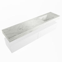 Mondiaz Alan Dlux badmeubel 200cm Talc - Cloud wastafel Opalo rechts - met 1 kraangat