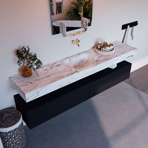 Mondiaz Alan Dlux badmeubel 200cm Urban - Cloud wastafel Glace midden - zonder kraangat