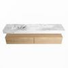 Mondiaz Alan Dlux badmeubel 200cm Washed Oak - Cloud wastafel Glace dubbel - zonder kraangat