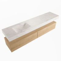 Mondiaz Alan Dlux badmeubel 200cm Washed Oak - Cloud wastafel Ostra links - zonder kraangat