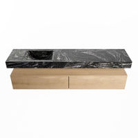 Mondiaz Alan Dlux badmeubel 200cm Washed Oak - Cloud wastafel Lava links - met 1 kraangat