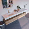 Mondiaz Alan Dlux badmeubel 200cm Washed Oak - Cloud wastafel Opalo links - met 1 kraangat