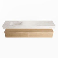 Mondiaz Alan Dlux badmeubel 200cm Washed Oak - Cloud wastafel Ostra links - met 1 kraangat