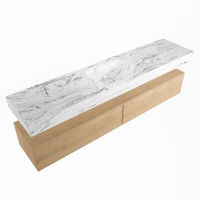 Mondiaz Alan Dlux badmeubel 200cm Washed Oak - Cloud wastafel Glace midden - zonder kraangat
