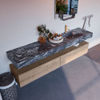 Mondiaz Alan Dlux badmeubel 200cm Washed Oak - Cloud wastafel Lava rechts - met 1 kraangat