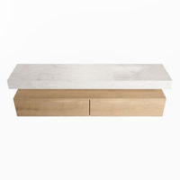 Mondiaz Alan Dlux badmeubel 200cm Washed Oak - Cloud wastafel Ostra rechts - met 1 kraangat
