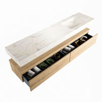 Mondiaz Alan Dlux badmeubel 200cm Washed Oak - Cloud wastafel Ostra rechts - met 1 kraangat