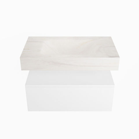Mondiaz Alan Dlux badmeubel 80cm Talc - Cloud wastafel Ostra midden - zonder kraangat