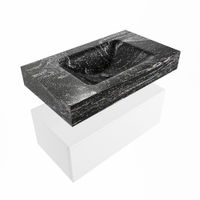 Mondiaz Alan Dlux badmeubel 80cm Talc - Cloud wastafel Lava midden - met 1 kraangat