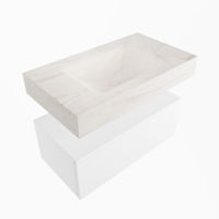Mondiaz Alan Dlux badmeubel 80cm Talc - Cloud wastafel Ostra midden - met 1 kraangat