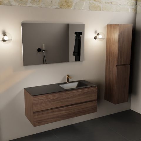 Mondiaz Aivy 120cm badmeubel Mocha, wastafel Urban solid surface rechts 1 kraangat