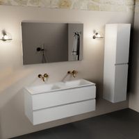 Mondiaz Aivy 120cm badmeubel Talc, wastafel Talc solid surface dubbel zonder kraangat