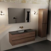 Mondiaz Aivy 120cm badmeubel Mocha, wastafel Urban solid surface midden zonder kraangat