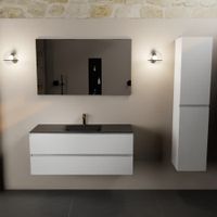 Mondiaz Aivy 120cm badmeubel Talc, wastafel Urban solid surface midden 1 kraangat met spiegel