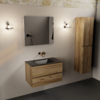 Mondiaz Aivy 80cm badmeubel Chai, wastafel Urban solid surface midden zonder kraangat met spiegel