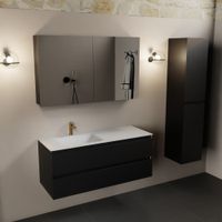 Mondiaz Aivy 120cm badmeubel Urban, wastafel Talc solid surface links 1 kraangat met spiegelkast