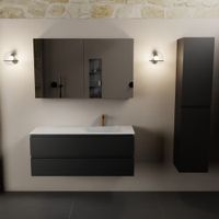 Mondiaz Aivy 120cm badmeubel Urban, wastafel Talc solid surface rechts 1 kraangat met spiegelkast