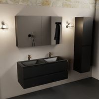 Mondiaz Aivy 120cm badmeubel Urban, wastafel Urban solid surface dubbel 2 kraangaten met spiegelkast