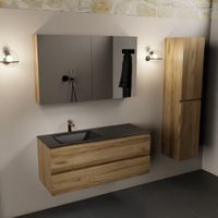 Mondiaz Aivy 120cm badmeubel Chai, wastafel Urban solid surface links 1 kraangat met spiegelkast