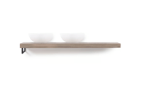 Looox Wooden Base Shelf Solo wastafelblad 200x46cm - zwarte handdoekhouder links - old grey