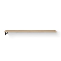 Looox Wooden Base Shelf Solo wastafelblad 200x46cm - zwarte handdoekhouder links - old grey