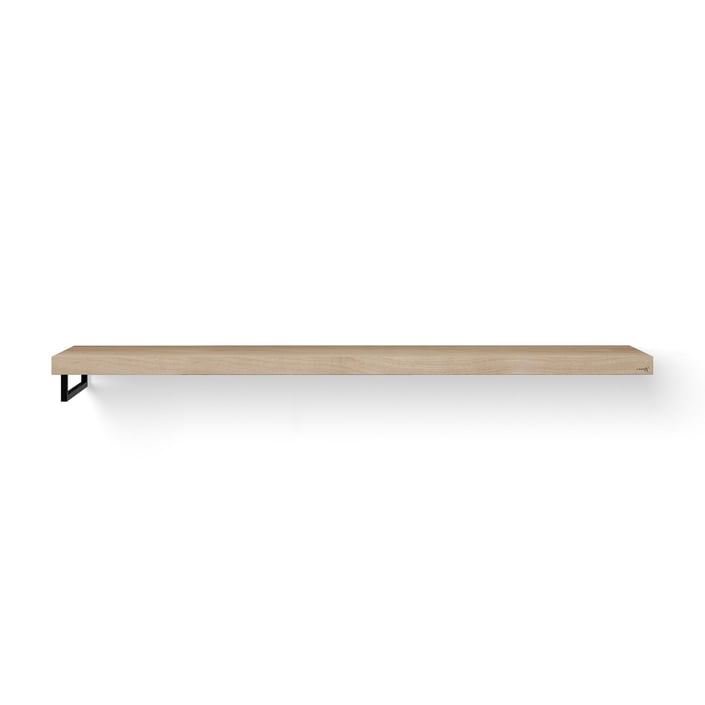 Looox Wooden Base Shelf Solo wastafelblad 200x46cm - zwarte handdoekhouder links - old grey