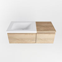 Mondiaz Bukla badmeubel 100cm Washed Oak - Cloud wastafel Talc Links - zonder kraangat