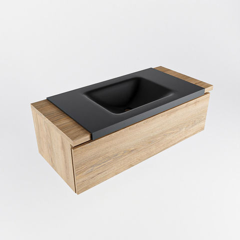 Mondiaz Bukla badmeubel 100cm Washed Oak - Cloud wastafel Urban Midden - met 1 kraangat