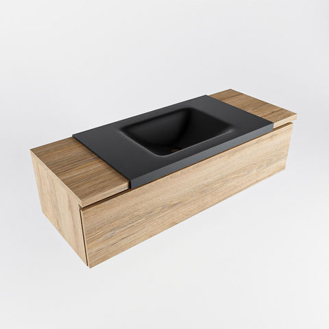 Mondiaz Bukla badmeubel 120cm Washed Oak - Cloud wastafel Urban Midden - met 1 kraangat